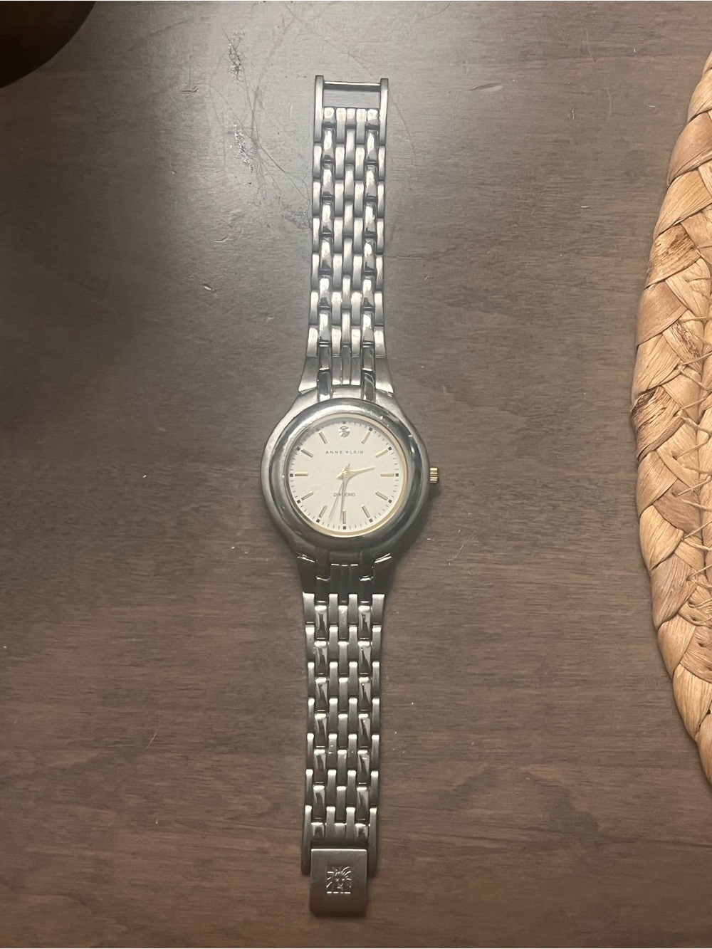 Anne Klein AK/1229SVTT White Dial Diamond Accent Stainless Steel Women's Watch